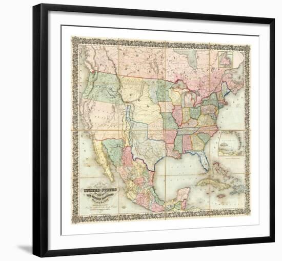 Map of The United States of America, c.1848-J^ H^ Colton-Framed Art Print