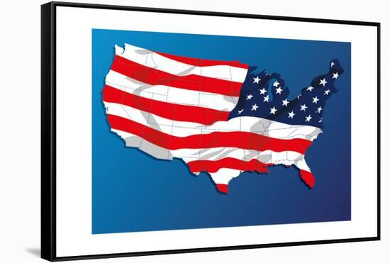 Map Of The United States Of America States, With Each State On Its Shape-Blink Blink-Framed Stretched Canvas
