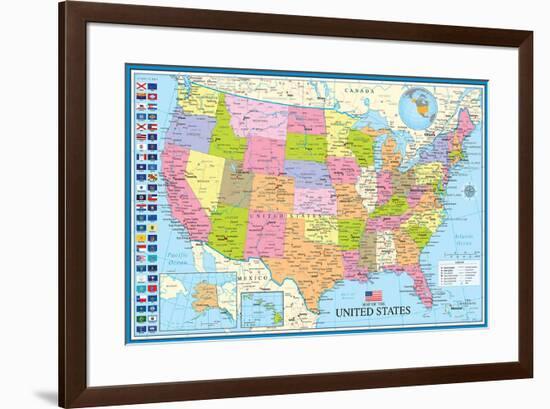 Map Of The United States With State Flags-null-Framed Poster