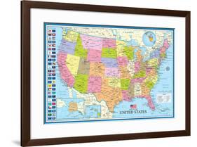 Map Of The United States With State Flags-null-Framed Poster