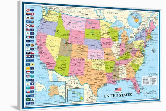 Map Of The United States With State Flags-null-Framed Poster