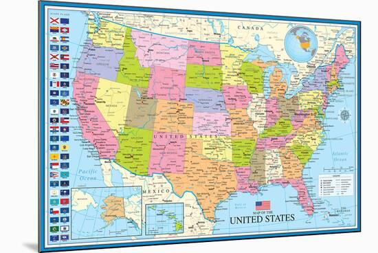 Map Of The United States With State Flags-null-Mounted Poster