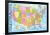 Map Of The United States With State Flags-null-Framed Poster