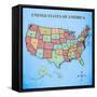 Map of the United States-Josefina-Framed Stretched Canvas