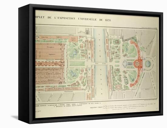 Map of the Universal Exposition of 1878 Paris-null-Framed Stretched Canvas