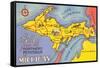 Map of the Upper Peninsula, Michigan-null-Framed Stretched Canvas