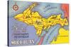 Map of the Upper Peninsula, Michigan-null-Stretched Canvas