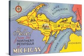 Map of the Upper Peninsula, Michigan-null-Stretched Canvas