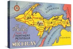 Map of the Upper Peninsula, Michigan-null-Stretched Canvas