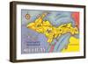 Map of the Upper Peninsula, Michigan-null-Framed Art Print