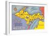 Map of the Upper Peninsula, Michigan-null-Framed Art Print