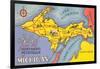 Map of the Upper Peninsula, Michigan-null-Framed Art Print