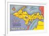 Map of the Upper Peninsula, Michigan-null-Framed Premium Giclee Print