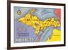 Map of the Upper Peninsula, Michigan-null-Framed Premium Giclee Print
