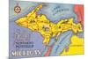Map of the Upper Peninsula, Michigan-null-Mounted Premium Giclee Print
