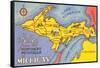 Map of the Upper Peninsula, Michigan-null-Framed Stretched Canvas