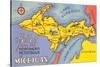 Map of the Upper Peninsula, Michigan-null-Stretched Canvas