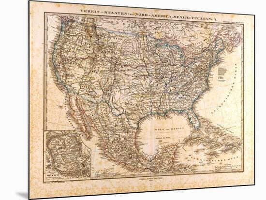 Map of the USA and Mexico, 1872-null-Mounted Giclee Print