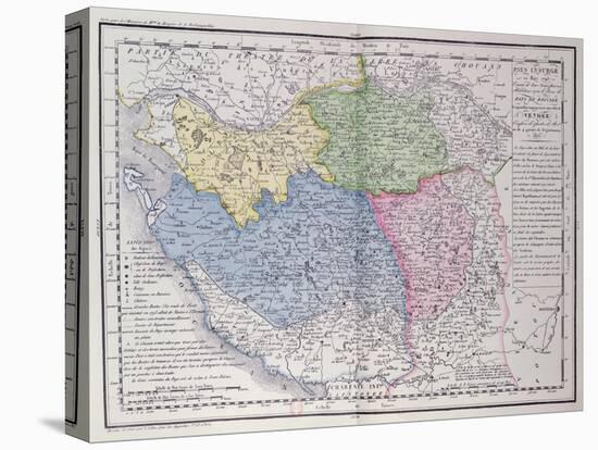 Map of the Vendee Depicting the Area of the Vendean Revolt-F. Colliu-Stretched Canvas
