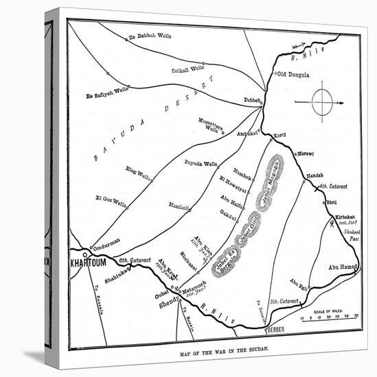 Map of the War in the Soudan, Late 19th Century-null-Stretched Canvas