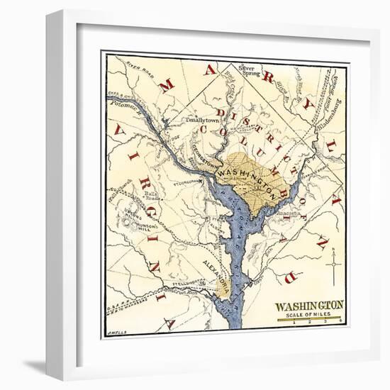 Map of the Washington DC Vicinity at the Outset of the Civil War-null-Framed Giclee Print