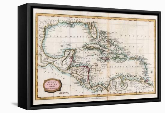 Map of the West Indies, 18th Century-Barlow-Framed Stretched Canvas