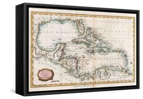 Map of the West Indies, 18th Century-Barlow-Framed Stretched Canvas