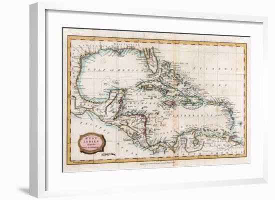 Map of the West Indies, 18th Century-Barlow-Framed Giclee Print