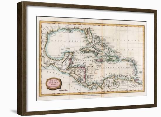 Map of the West Indies, 18th Century-Barlow-Framed Giclee Print