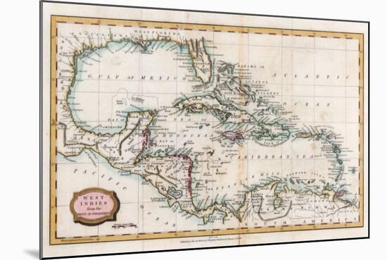Map of the West Indies, 18th Century-Barlow-Mounted Giclee Print