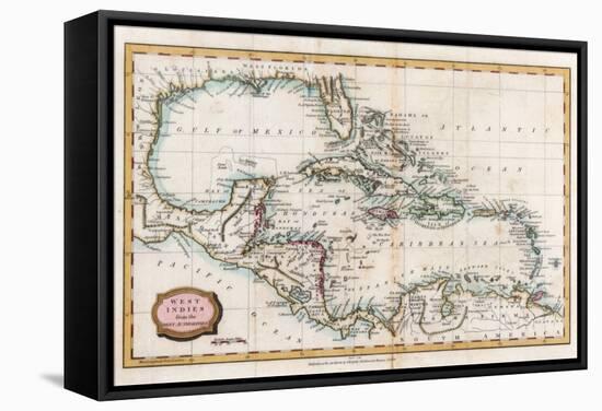 Map of the West Indies, 18th Century-Barlow-Framed Stretched Canvas