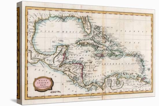 Map of the West Indies, 18th Century-Barlow-Stretched Canvas