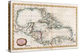 Map of the West Indies, 18th Century-Barlow-Stretched Canvas