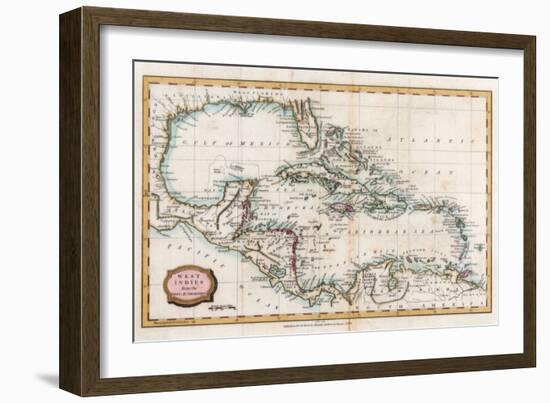 Map of the West Indies, 18th Century-Barlow-Framed Giclee Print