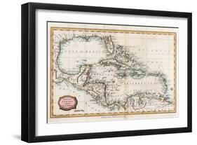 Map of the West Indies, 18th Century-Barlow-Framed Giclee Print