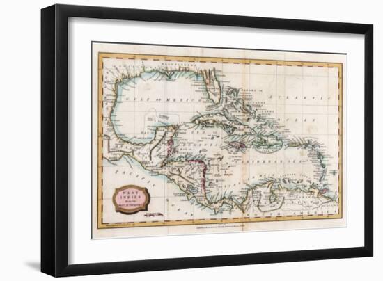 Map of the West Indies, 18th Century-Barlow-Framed Giclee Print