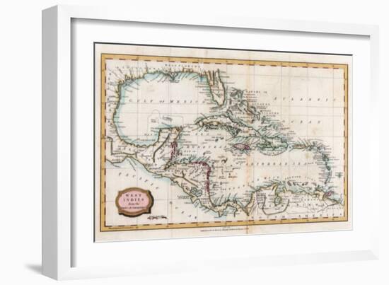 Map of the West Indies, 18th Century-Barlow-Framed Giclee Print