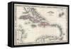 Map of the West Indies and Caribbean by A.J. Johnson-null-Framed Stretched Canvas