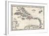 Map of the West Indies and Caribbean by A.J. Johnson-null-Framed Giclee Print