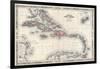 Map of the West Indies and Caribbean by A.J. Johnson-null-Framed Giclee Print