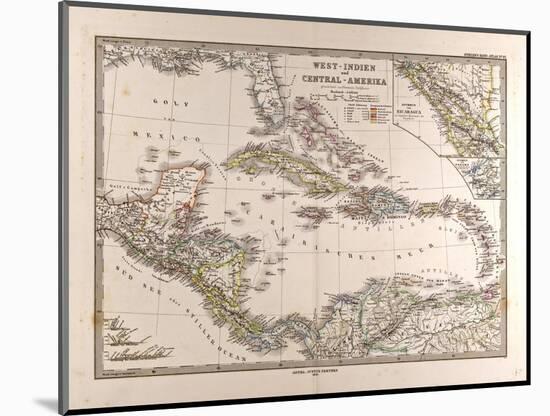 Map of the West Indies and Central America, 1872-null-Mounted Giclee Print