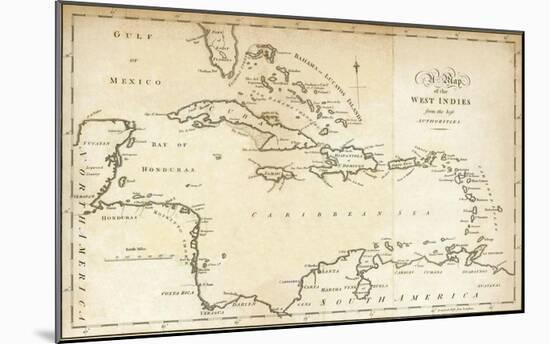 Map of the West Indies, c.1794-Jedidiah Morse-Mounted Art Print