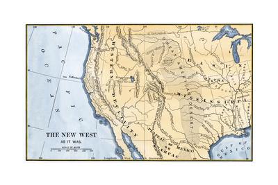 'Map of the Western Frontier in the United States, 1800s' Giclee Print 