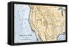 Map of the Western Frontier in the United States, 1800s-null-Framed Stretched Canvas