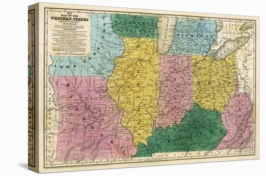 Map of the Western States, c.1839-Samuel Augustus Mitchell-Stretched Canvas