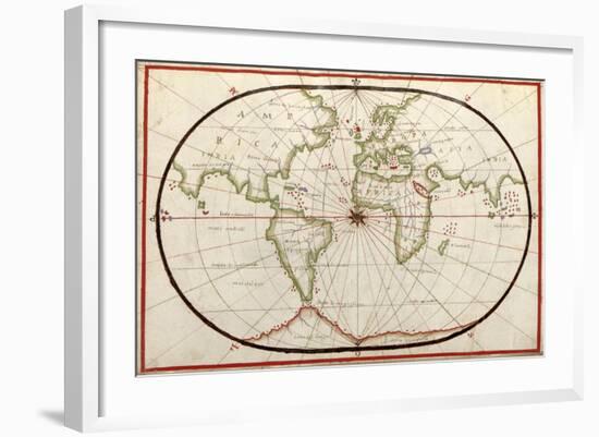 Map of the World, 1590-Science Source-Framed Giclee Print