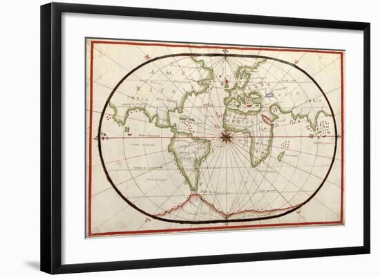 Map of the World, 1590-Science Source-Framed Giclee Print