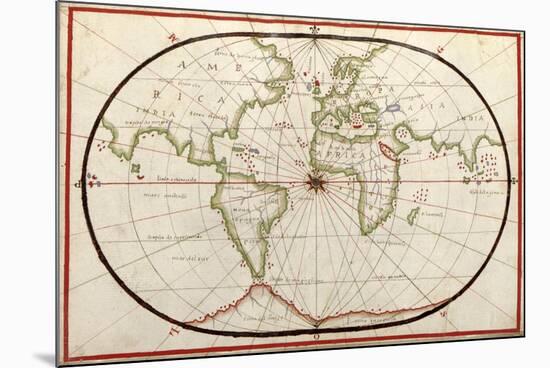 Map of the World, 1590-Science Source-Mounted Giclee Print