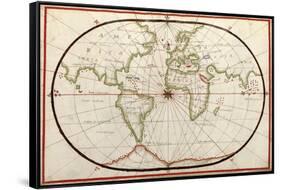 Map of the World, 1590-Science Source-Framed Stretched Canvas