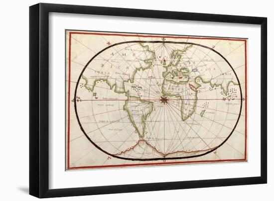 Map of the World, 1590-Science Source-Framed Giclee Print